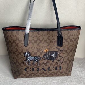 Coach Brown Tote with Black Accents